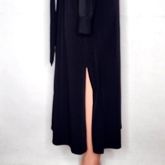 T Tahari Black Midi Shirtdress Jersey Knit Grommet Belt Snaps - Picture 5 of 11